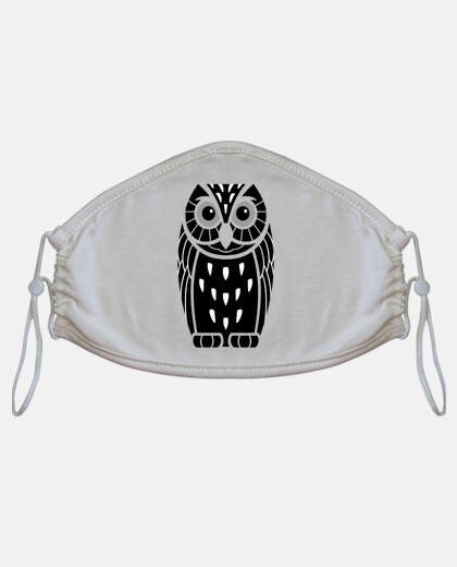 Búho negro estampado en mascarilla