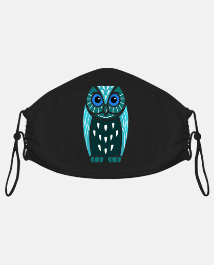 Búho azul hielo estampado en mascarilla