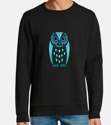 Sudadera con búho azul estampado