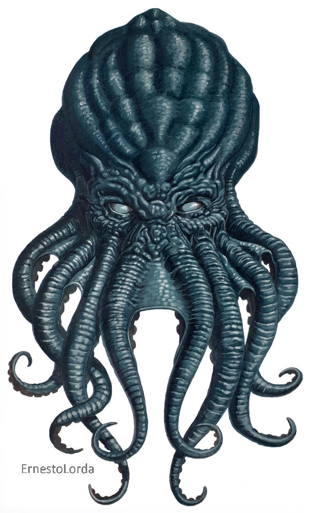 Cabeza de Cthulhu - ilustración dibujo por Ernesto Lorda